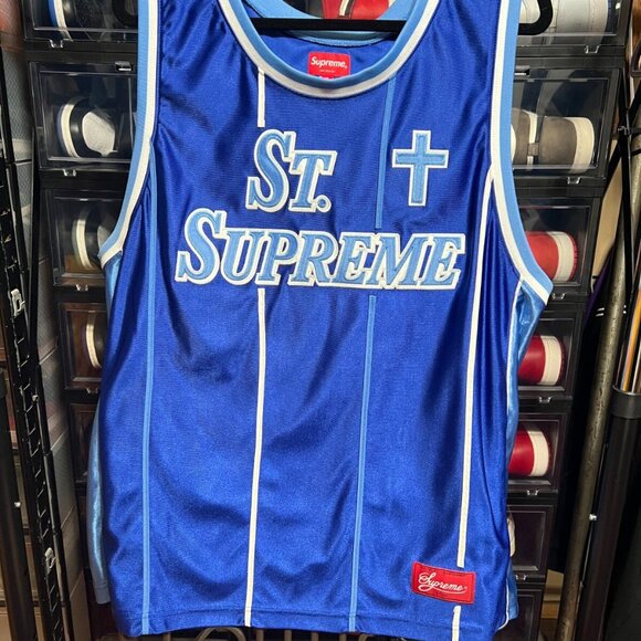 Supreme St. Supreme Basketball Jersey & Shorts Royal UNC - J Sz XL  Short Sz L - Picture 1 of 6